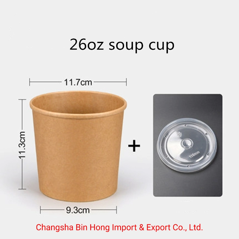 8oz 12oz 16oz Kraft Paper Soup Cup with Paper Lid