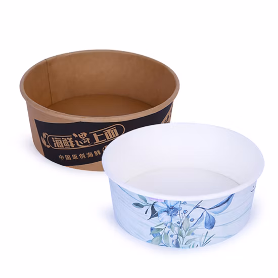 100% Eco Friendly Disposable Brown Kraft Paper Salad Bowl with Lid