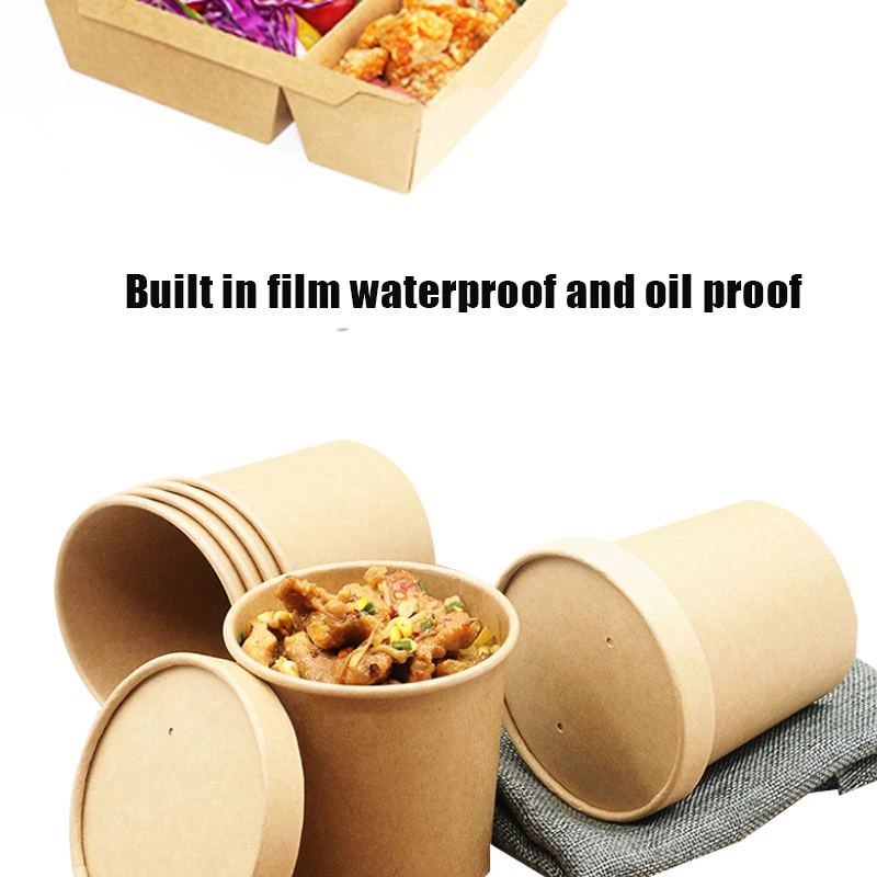 Disposable Burger French Fries Takeaway Salad Bowl Kraft Paper Box Lunch Food Container Box