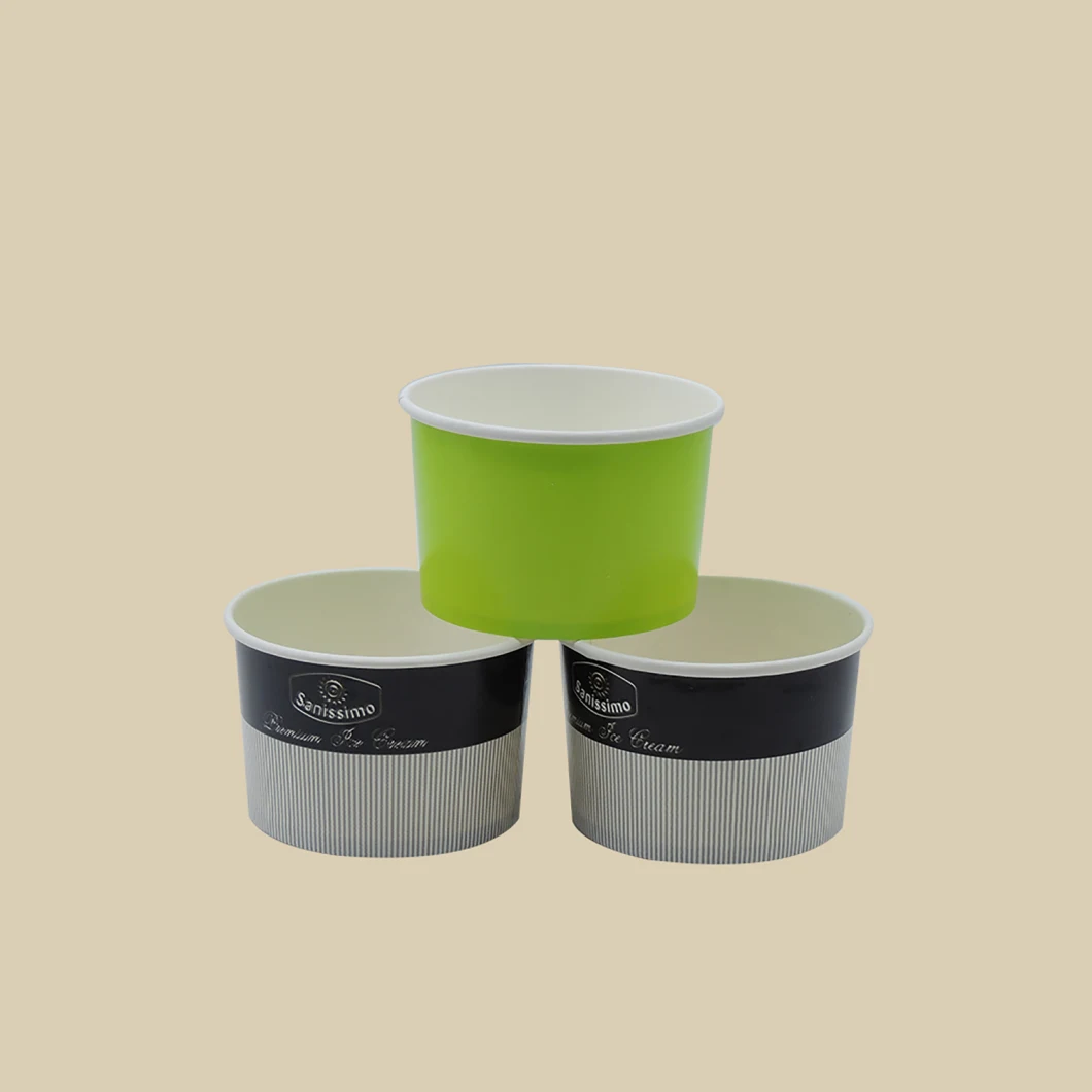 Food Grade Natural Paper Cups with Spoons for Ice Cream and Yogurt