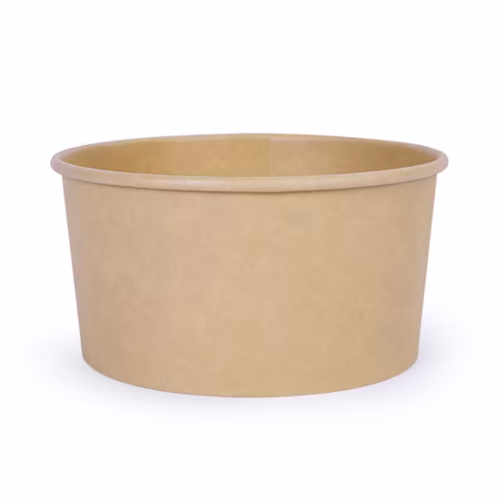 100% Eco Friendly Disposable Brown Kraft Paper Salad Bowl with Lid