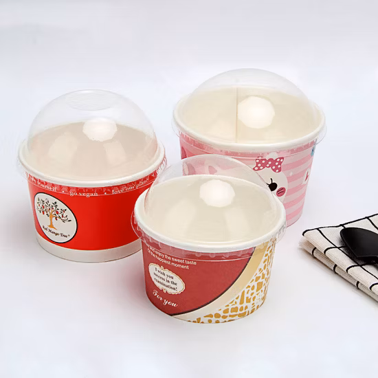 Bicchieri di carta per yogurt usa e getta da 4 once, 8 once, 12 once, 16 once con coperchi