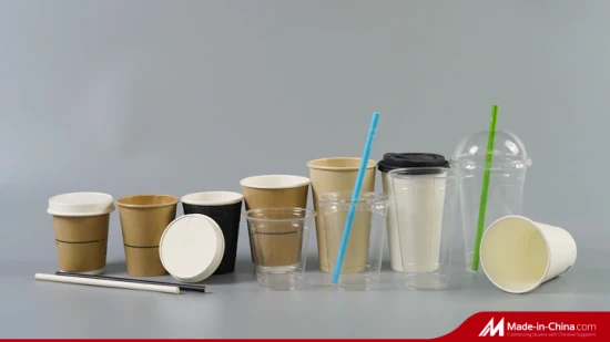 Bicchieri di carta biodegradabili con rivestimento a base d'acqua senza plastica per tazze da caffè in carta usa e getta da 8 once/12 once/16 once/20 once/22 once