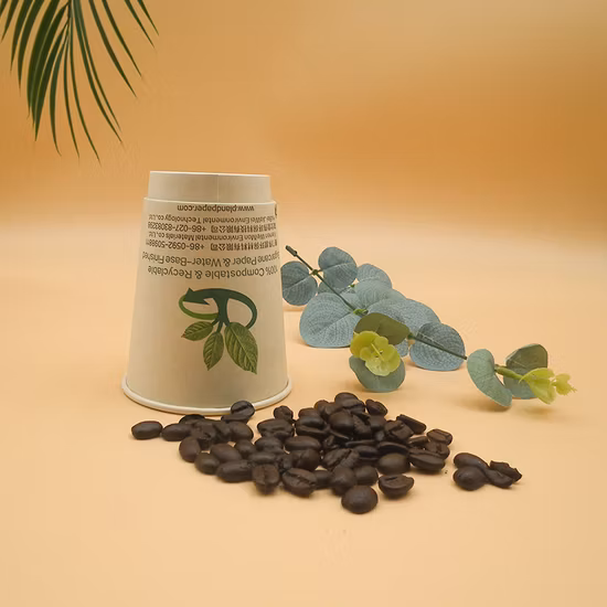 Tazze da caffè usa e getta su misura in carta kraft con parete singola/doppia/onda e coperchi per bevande calde