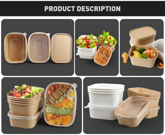Realizzazione di scatole di carta kraft per alimenti da asporto biodegradabili per l'imballaggio di alimenti caldi