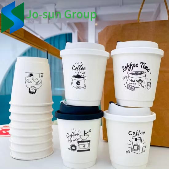 Tazze da caffè da 8/12/16/22 Oz con coperchio, tazze da caffè in carta a doppia parete, tazze da caffè usa e getta in carta a doppia parete con coperchi