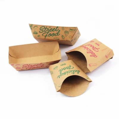 Scatola da imballaggio da asporto Vassoio per barche per alimenti Carta da 230 g/m² Carta patinata con cera Scatola di carta Kraft da 15-20 giorni