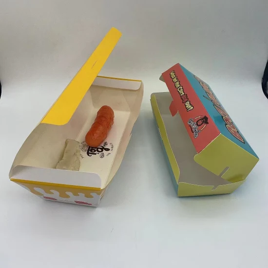 Vassoi per alimenti ecologici in carta kraft per hot dog con logo