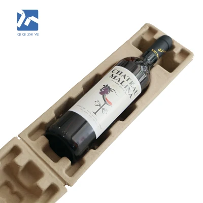 Contenitore in polpa di bambù biodegradabile per bottiglia di vino in carta per spedizione di vino in polpa modellata